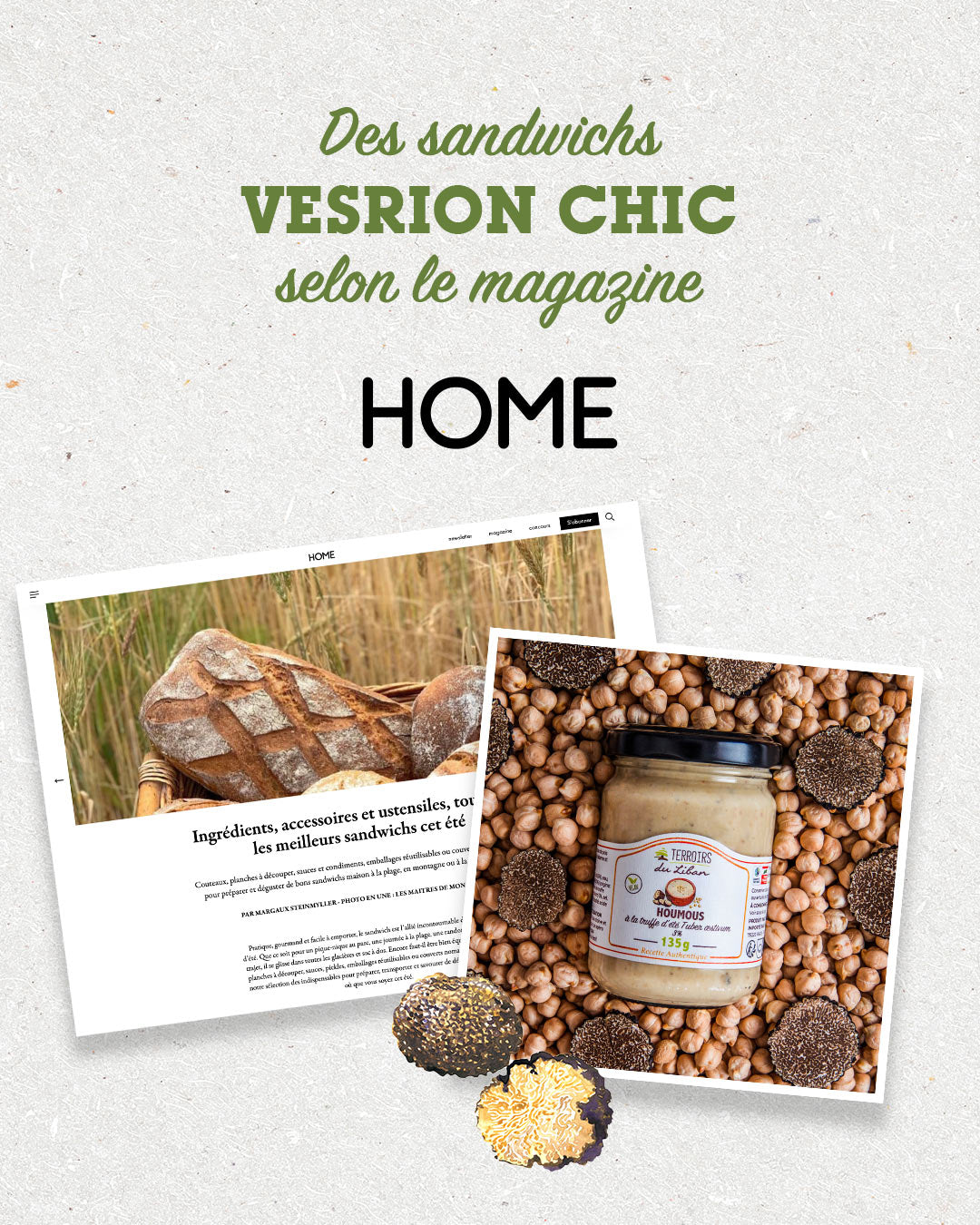 HOME gives sandwiches a gourmet twist with our Truffle Hummus