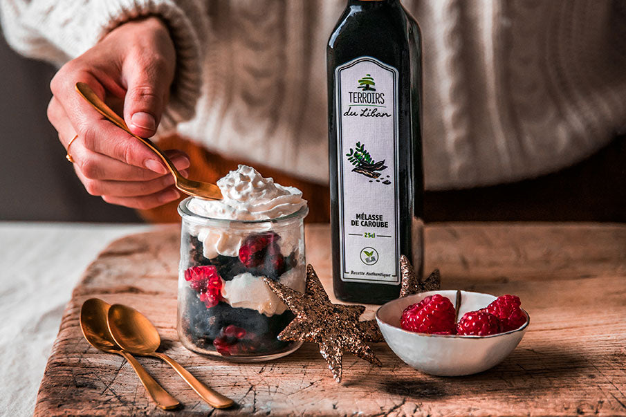 Verrine Brownie Carob Molasses & Raspberry – Terroirs du Liban - EU