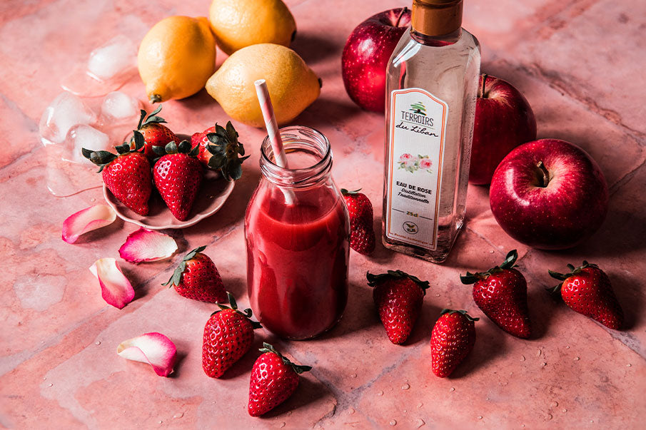 Smoothie Fraises, Eau de Rose et Citron