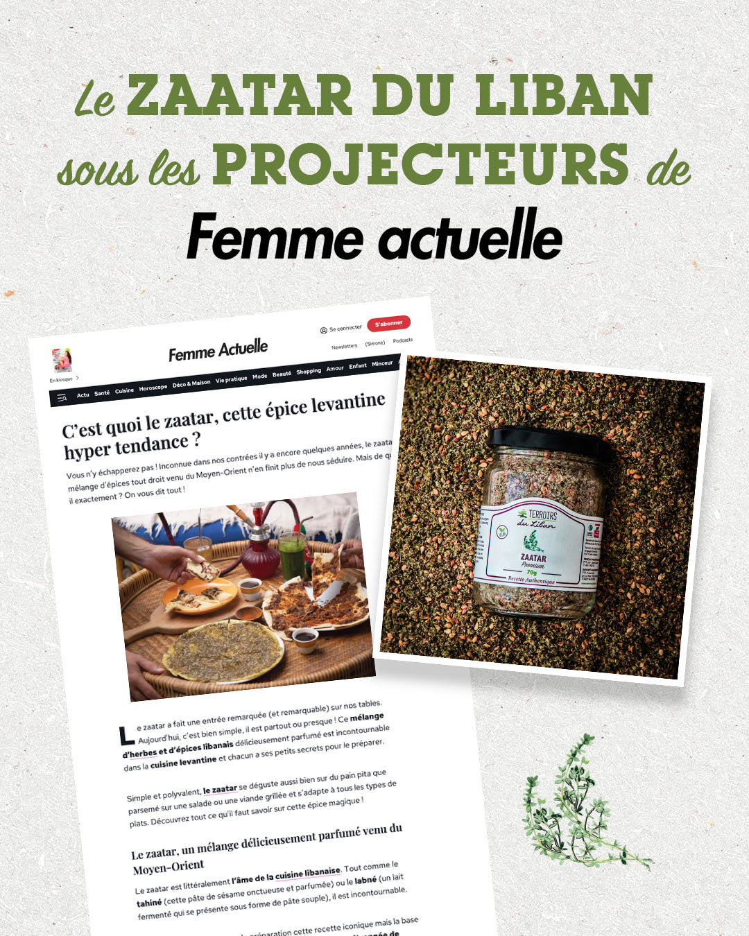 Lebanese zaatar in the spotlight in Femme Actuelle