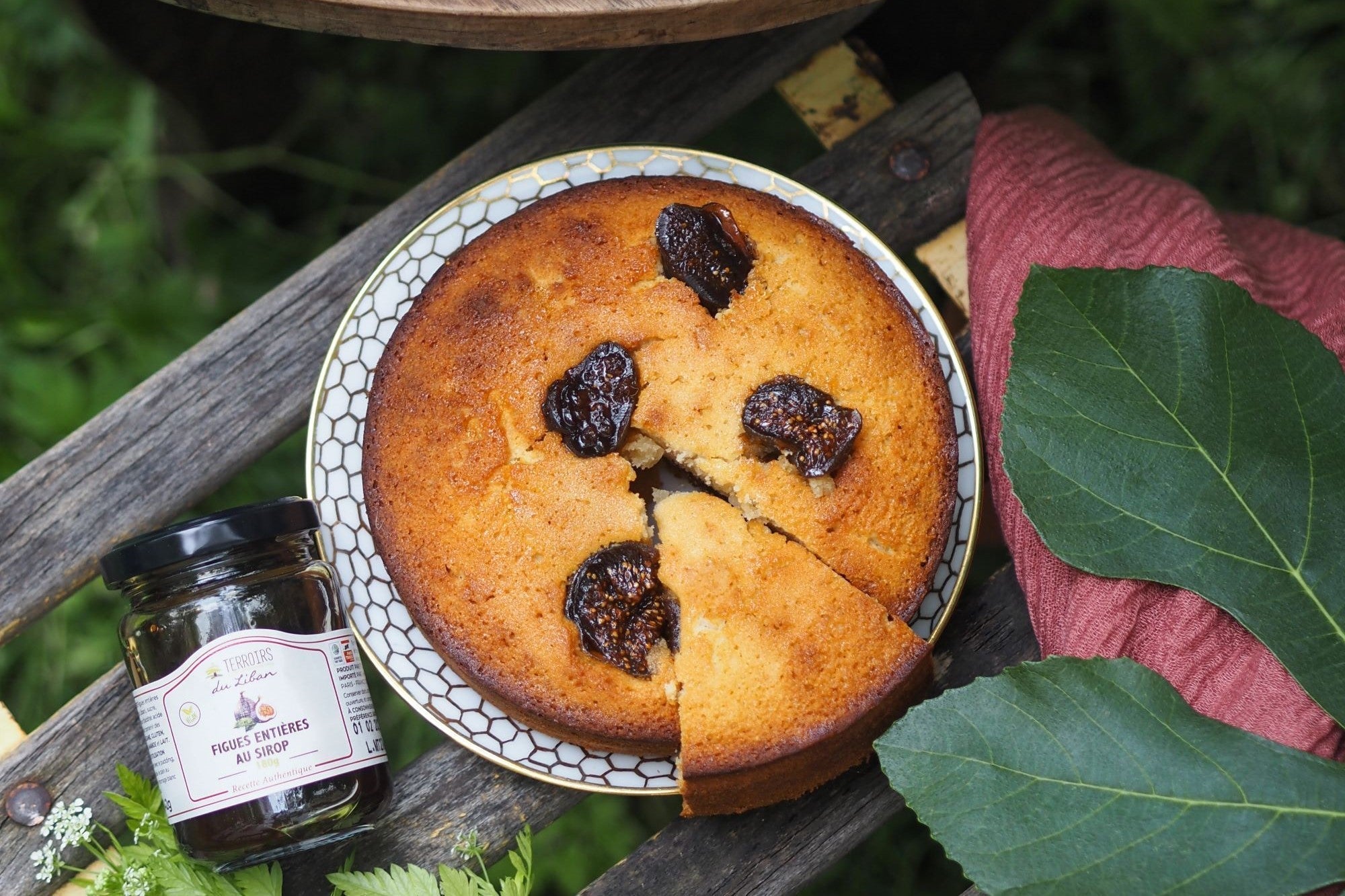 Giant Financier with Whole Figs in Syrup