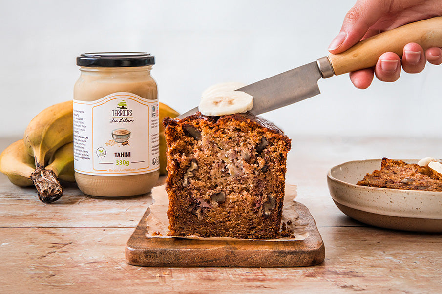 Banana Bread with Tahini and Pecans