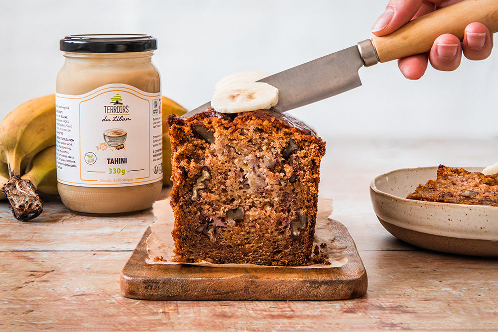 Banana Bread with Tahini and Pecans