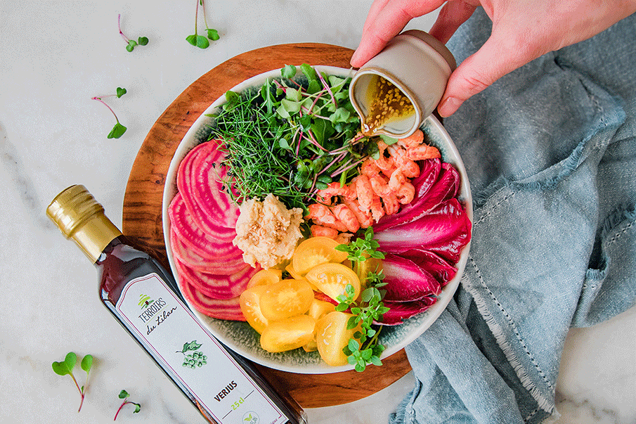 Shrimp Salad Bowl with Verjuice Vinaigrette