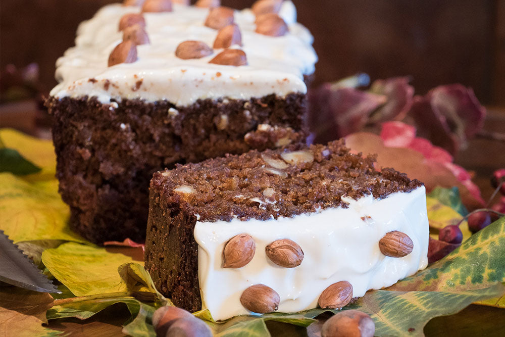 Carrot Cake with Carob Molasses & Orange Blossom Water