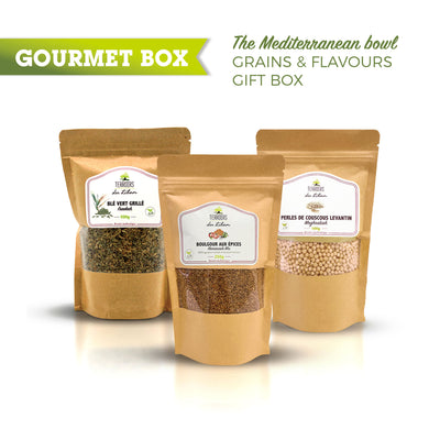Caja de bol de granos mediterráneos  